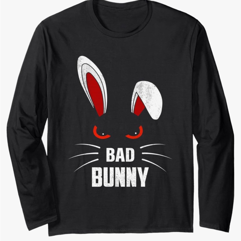 Port and Company • Black, white and Red • Long Sleeve • Bad Bunny • Tee • BNWT •
